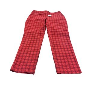 Croft and Barrow Effortless Stretch Red Plaid Pants‎ Size 6P